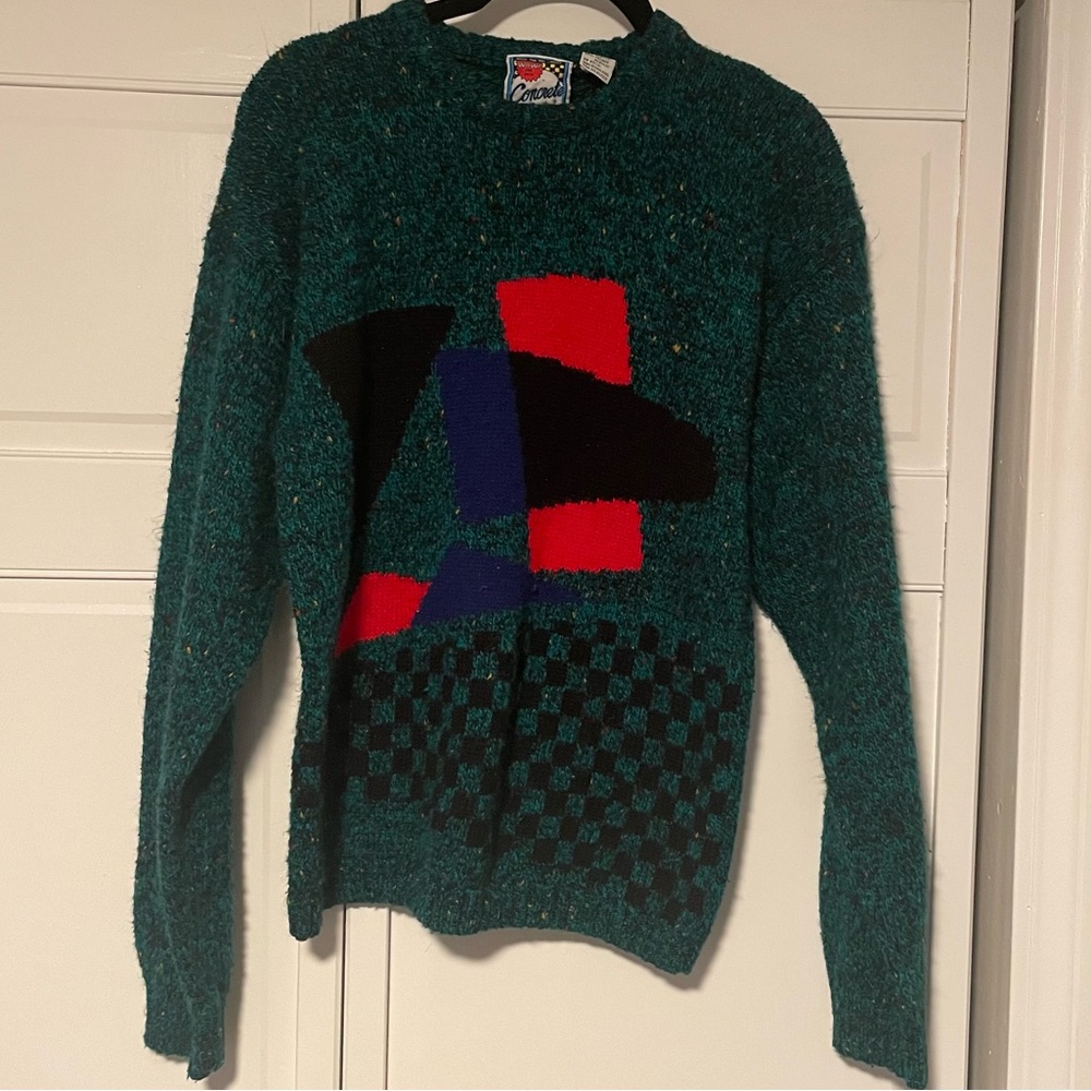 Vintage Teal Geometric Sweater
